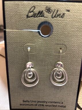 Bella Uno Silver-Tone Spiral Drop Earrings